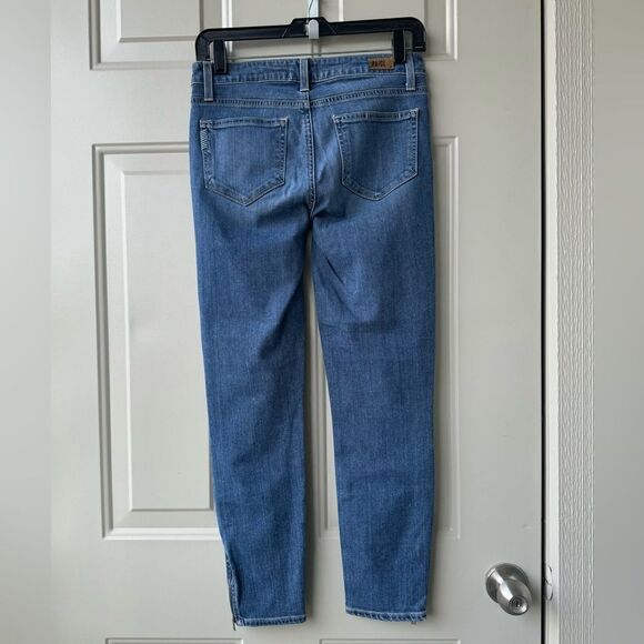 PAIGE Jane Zip Crop Jeans Jace No Whiskers, Zipper Hems, Stretchy Denim Size 26 - Picture 6 of 9